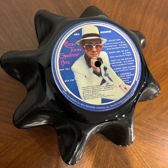 Black Vinyl Record Bowl Home Accent - Picture 4 of 5